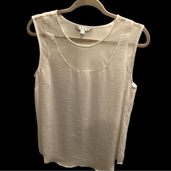 Cabi Sleeveless Tank, White with Mesh Top Layer Casual Summer Lightweight Sz M - Picture 1 of 8